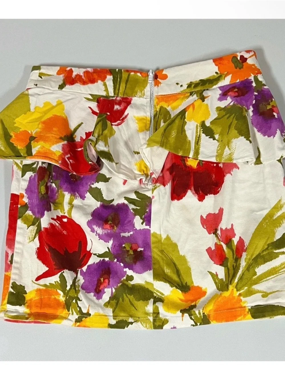 White Red Purple Floral Peplum Bodycon Mini Skirt Bottoms Size S 🌹✨ #peplum #y2k